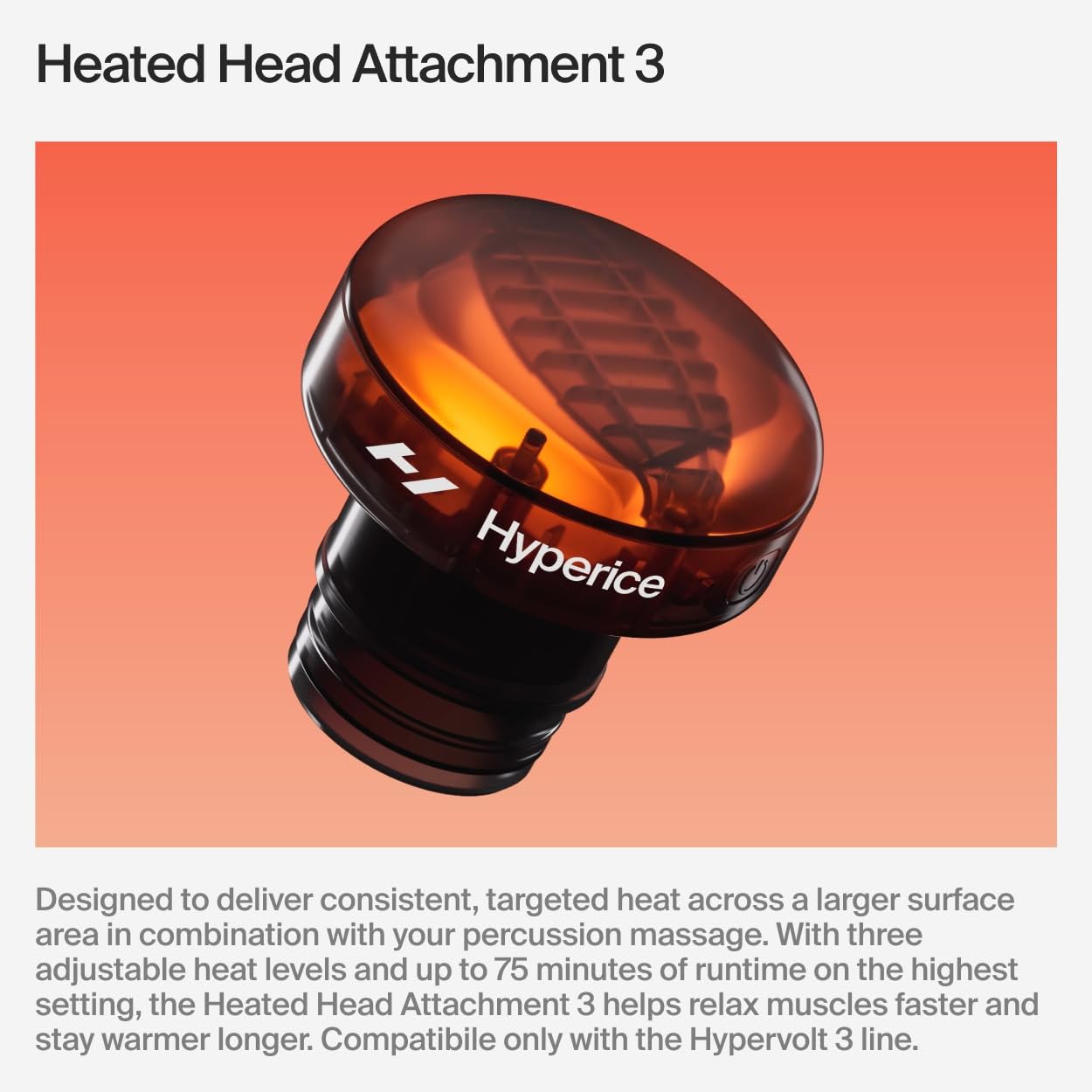 Hyperice Hypervolt 3 Massage Gun, QuietGlide Technology, 5 Speeds, 5 Interchangeable Heads