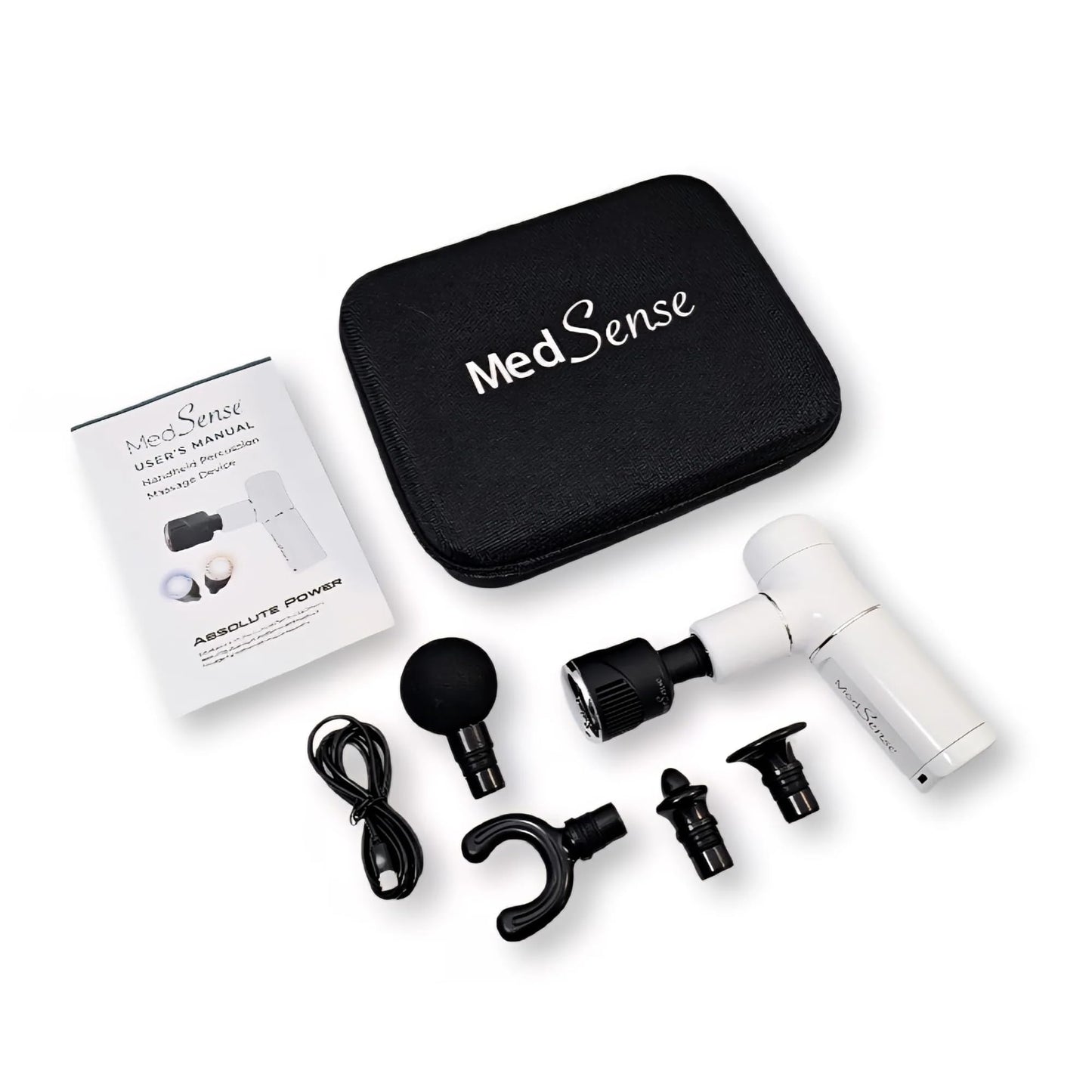 Medsense Absolute Power Road Warrior Massage Gun with LuminaTherm Hot/Cold & Red/Blue Light, USB-C Charging