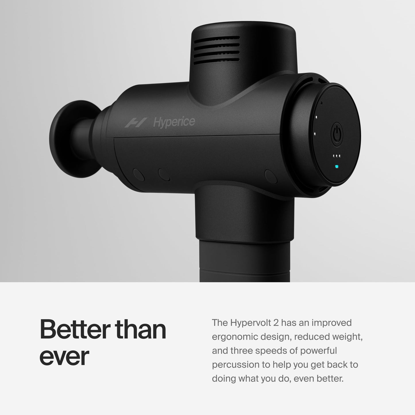 Hyperice Hypervolt 2 Black Massage Gun, Quiet Glide Technology, 3 Speeds, 5 Interchangeable Heads