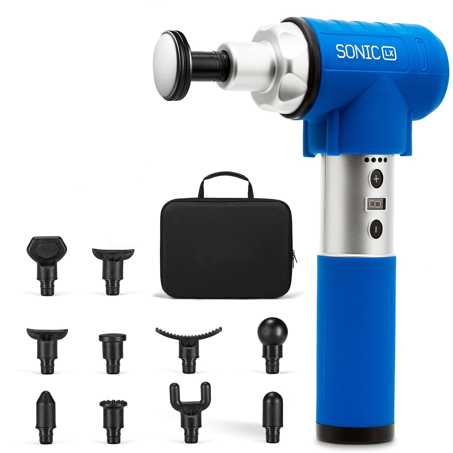 LifePro Sonic LX Heated Massage Gun, Deep Tissue Muscle Recovery Massager, 9 Speeds, 10 Heads, Rechargeable for Athletes