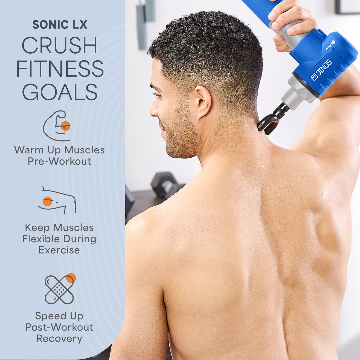 LifePro Sonic LX Heated Massage Gun, Deep Tissue Muscle Recovery Massager, 9 Speeds, 10 Heads, Rechargeable for Athletes