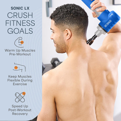 LifePro Sonic LX Heated Massage Gun, Deep Tissue Muscle Recovery Massager, 9 Speeds, 10 Heads, Rechargeable for Athletes